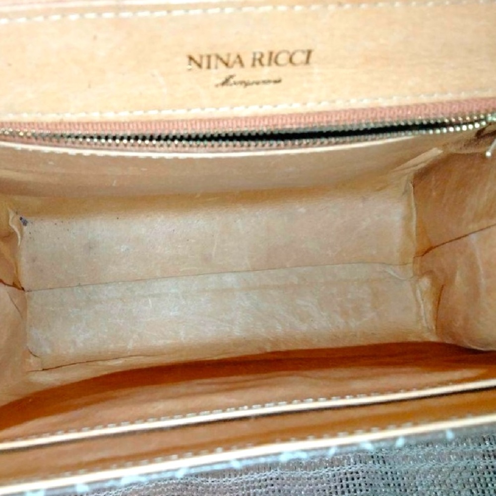Nina Ricci Vintage Marquinerie Top Handle Brown Monogram Leather Trim Tote - Picture 4 of 5